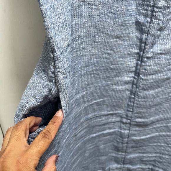 FLAX Blue Linen Sleeveless Tunic Top Large Boho Summer Arts and Crafts - Picture 4 of 8